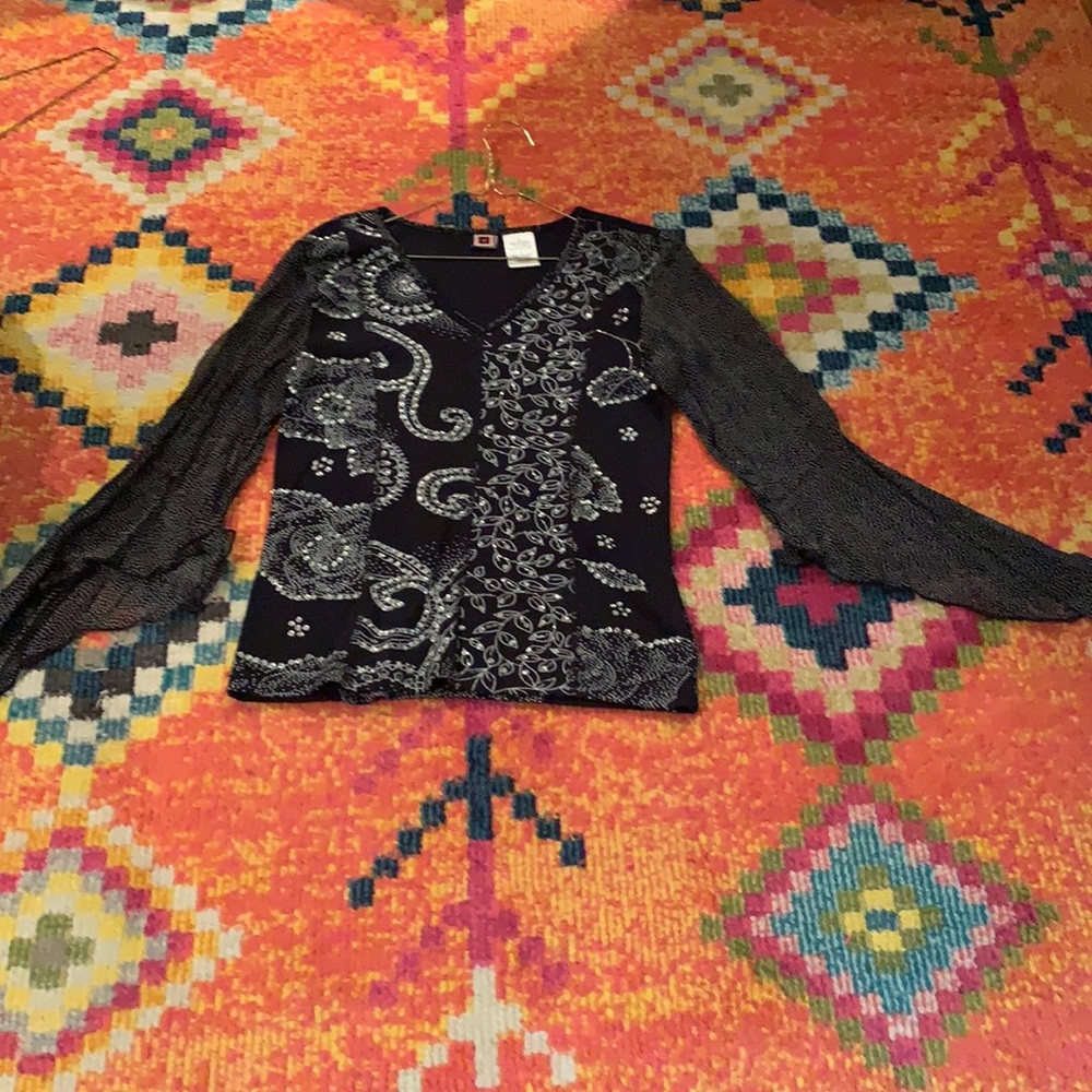 Forbidden black sequined front blouse size medium